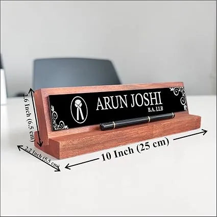Wooden Advocate Office Name Plate for Professional Desk