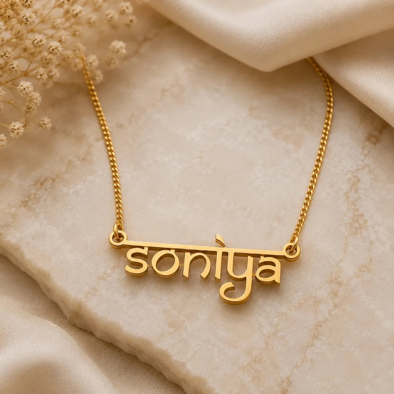 Custom Gold Plated Devanagari Name Pendant