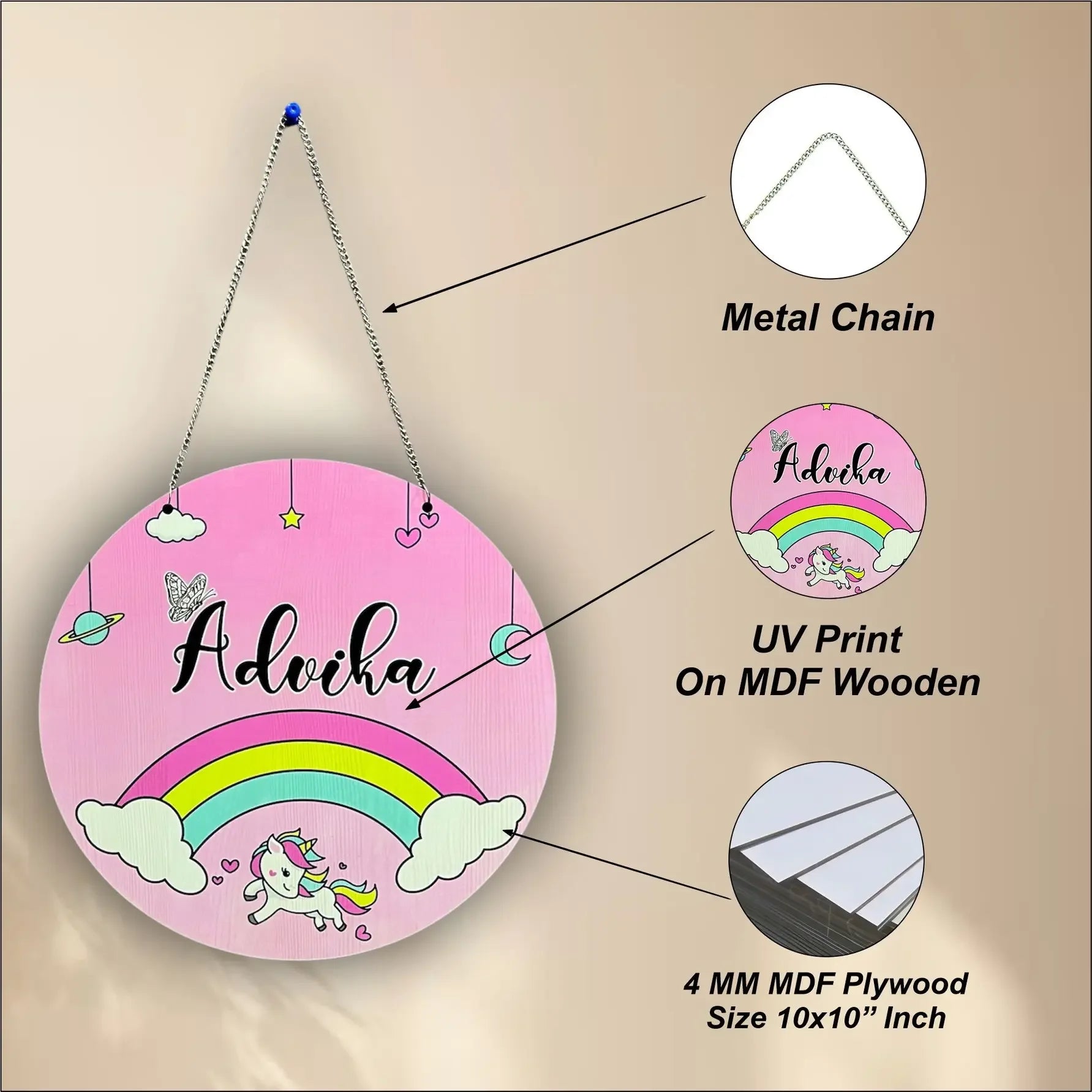 Personalized Unicorn Name Plate for Girls- Gifts For Kids - Precious Art Gifts