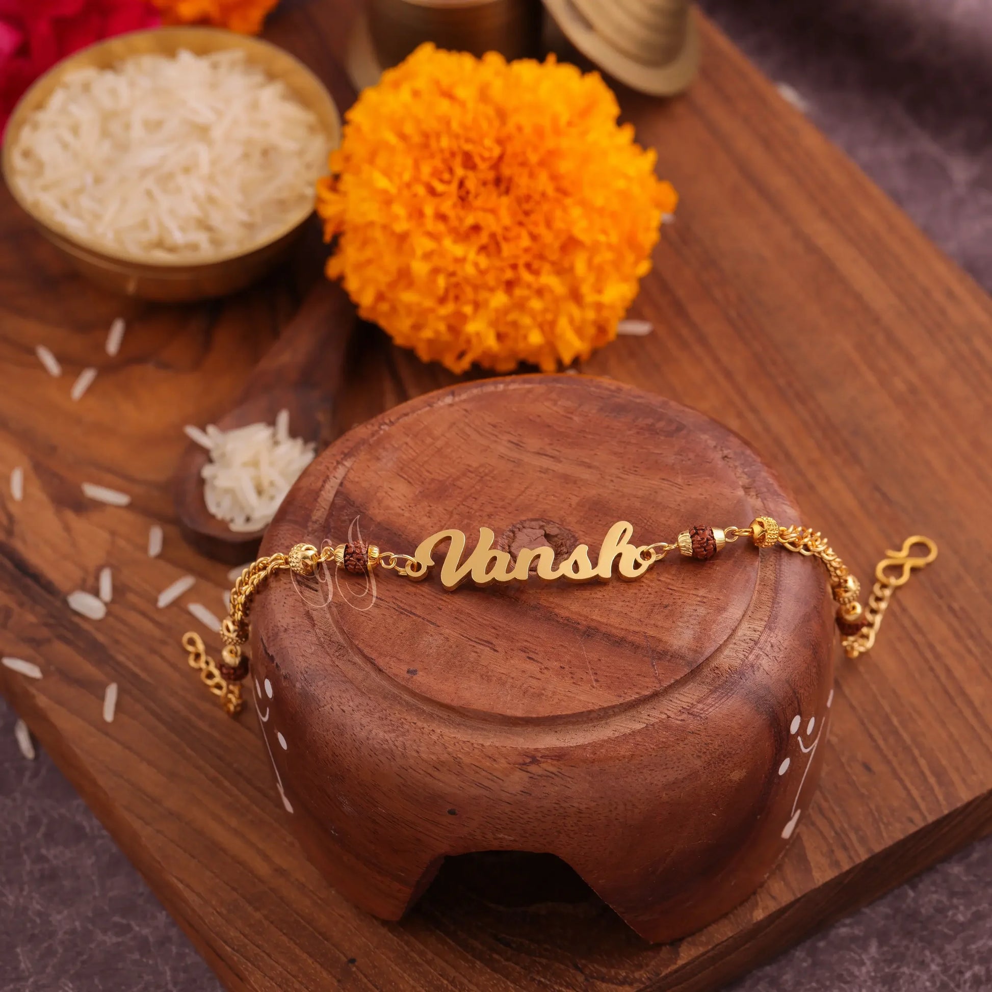 Personalized Name Bracelet Rakhi in Metal - Precious Art Gifts