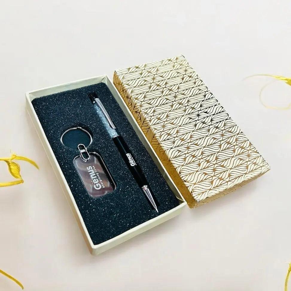 Personalized Pen and Metal Keychain Set - Precious Art Gifts