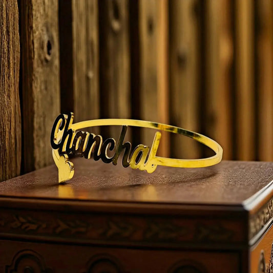 Gold Personalized Bangle for Her - Precious Art Gifts