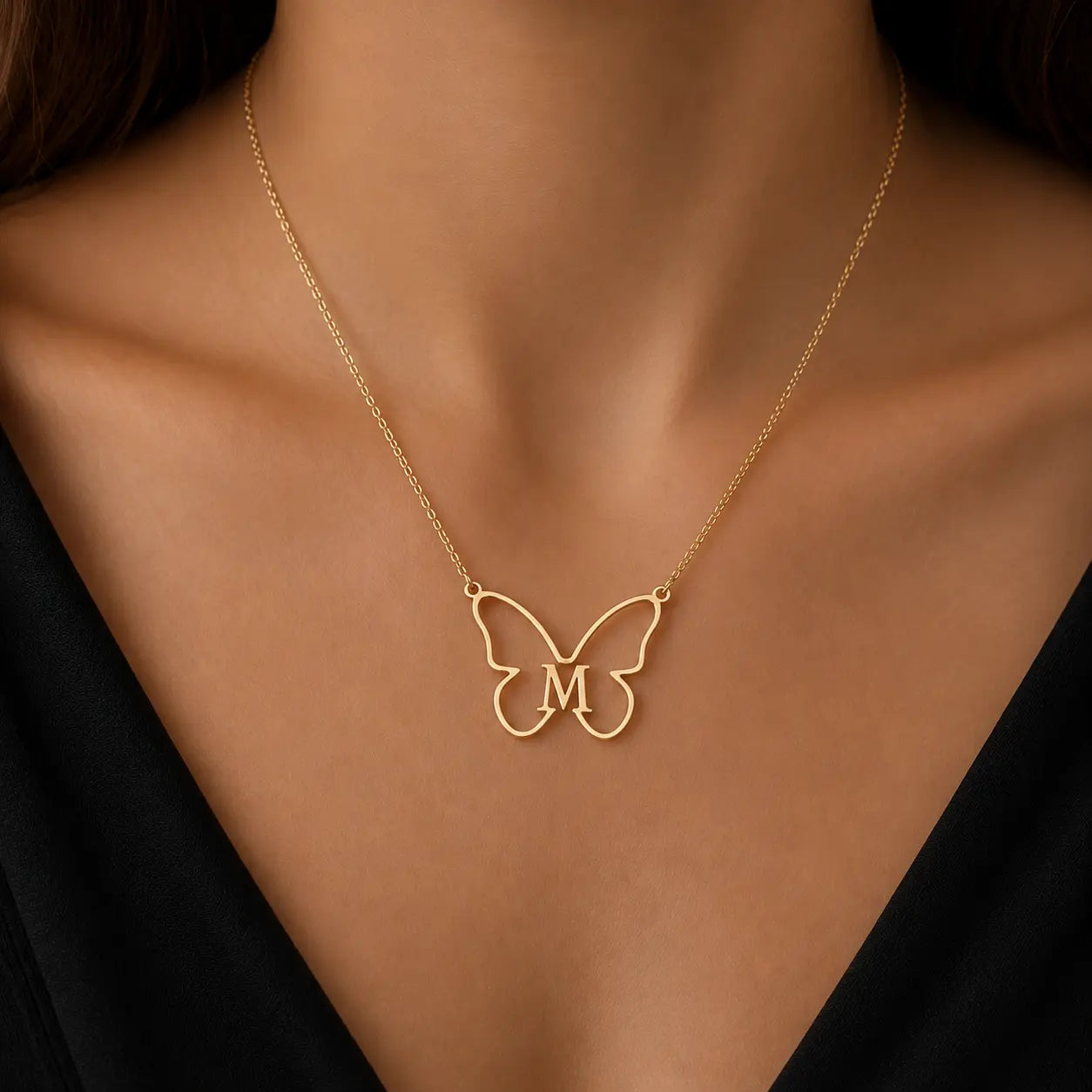 Custom alphabet butterfly necklace for girls and women daily wear jewelry