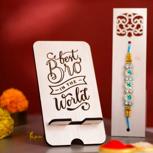 Rakhi Combo Set with Mobile Stand - Precious Art Gifts