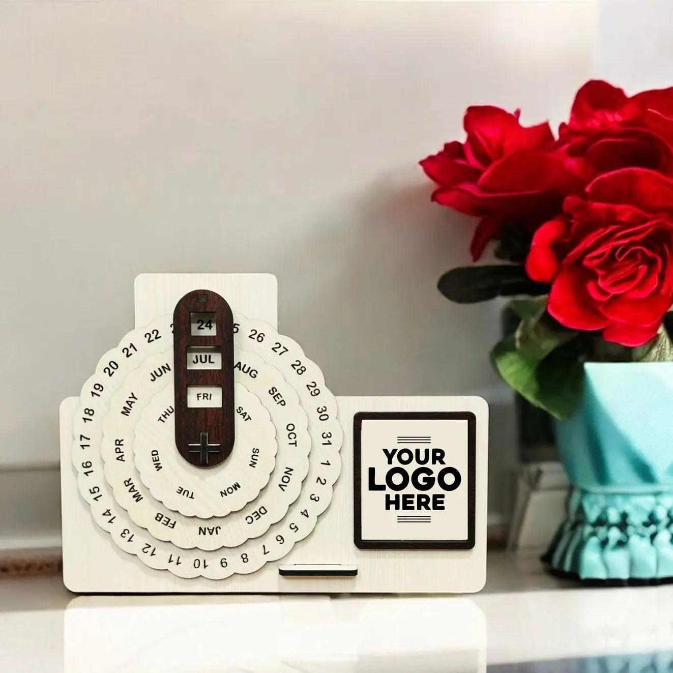 Customizable Rotating Round Desk Calendar - Precious Art Gifts