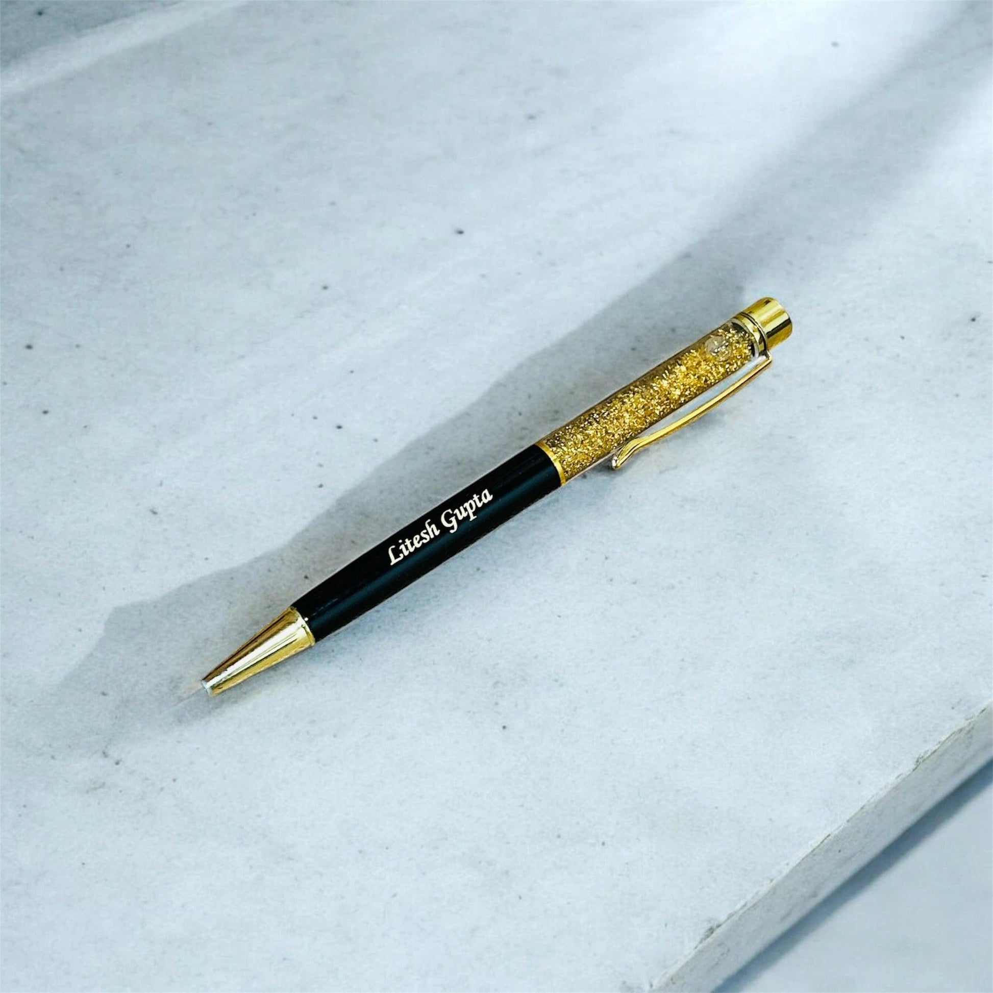 Personalized Golden Flake Pen - Precious Art Gifts
