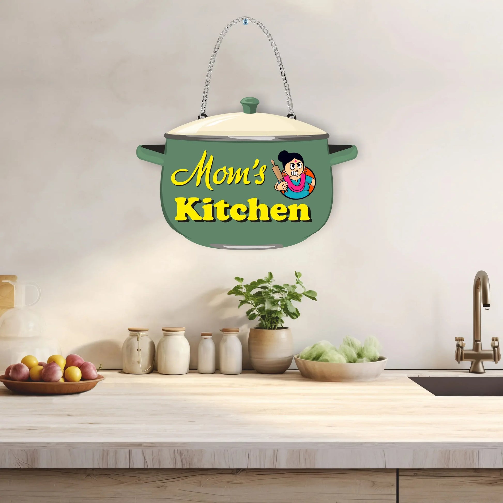 Printed Mom's Kitchen Door Name Sign Board - Precious Art Gifts