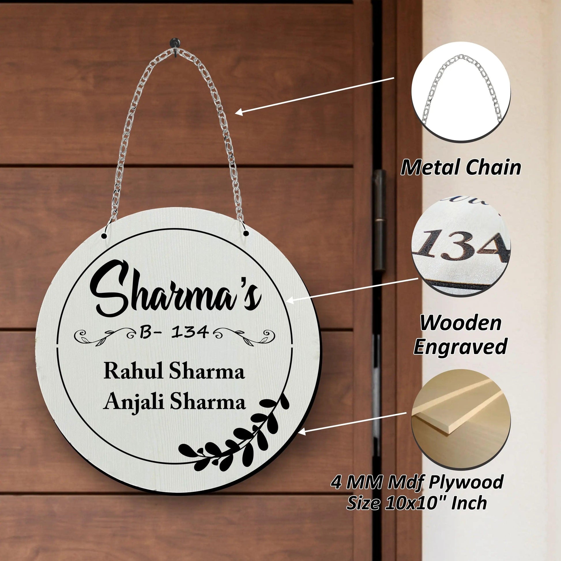 Wooden Engraved Name Plate for Door & Office - Precious Art Gifts