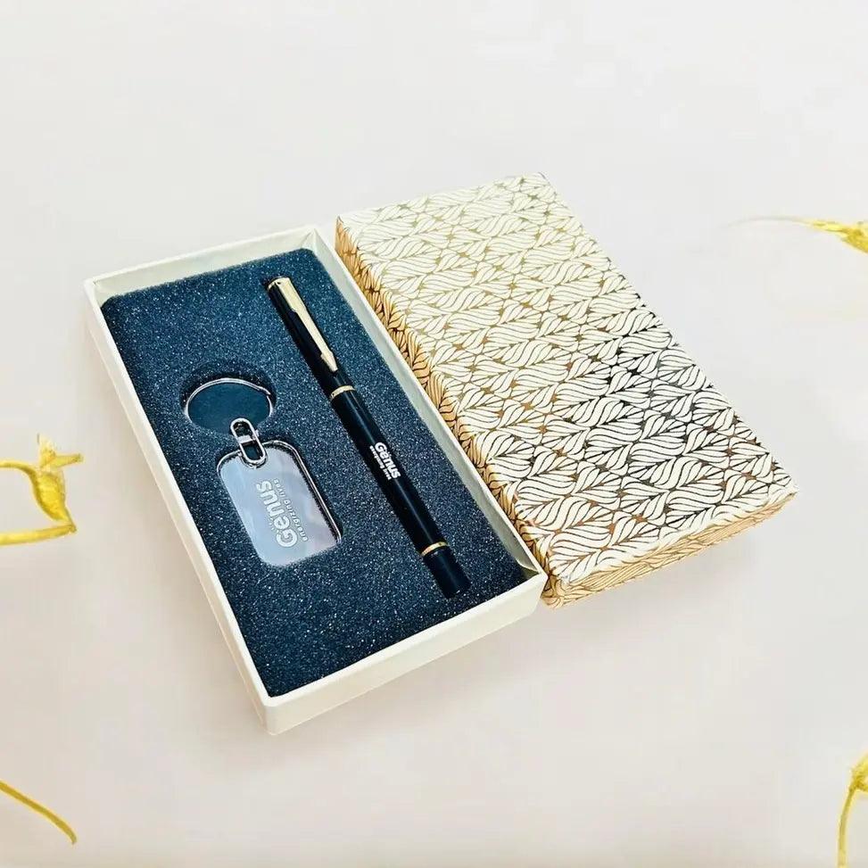 Personalized Pen and Metal Keychain Set - Precious Art Gifts