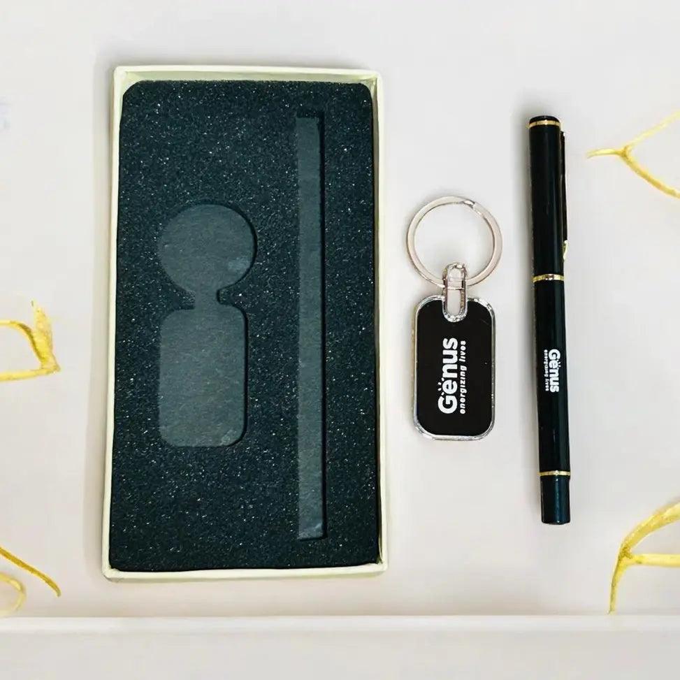 Personalized Pen and Metal Keychain Set - Precious Art Gifts