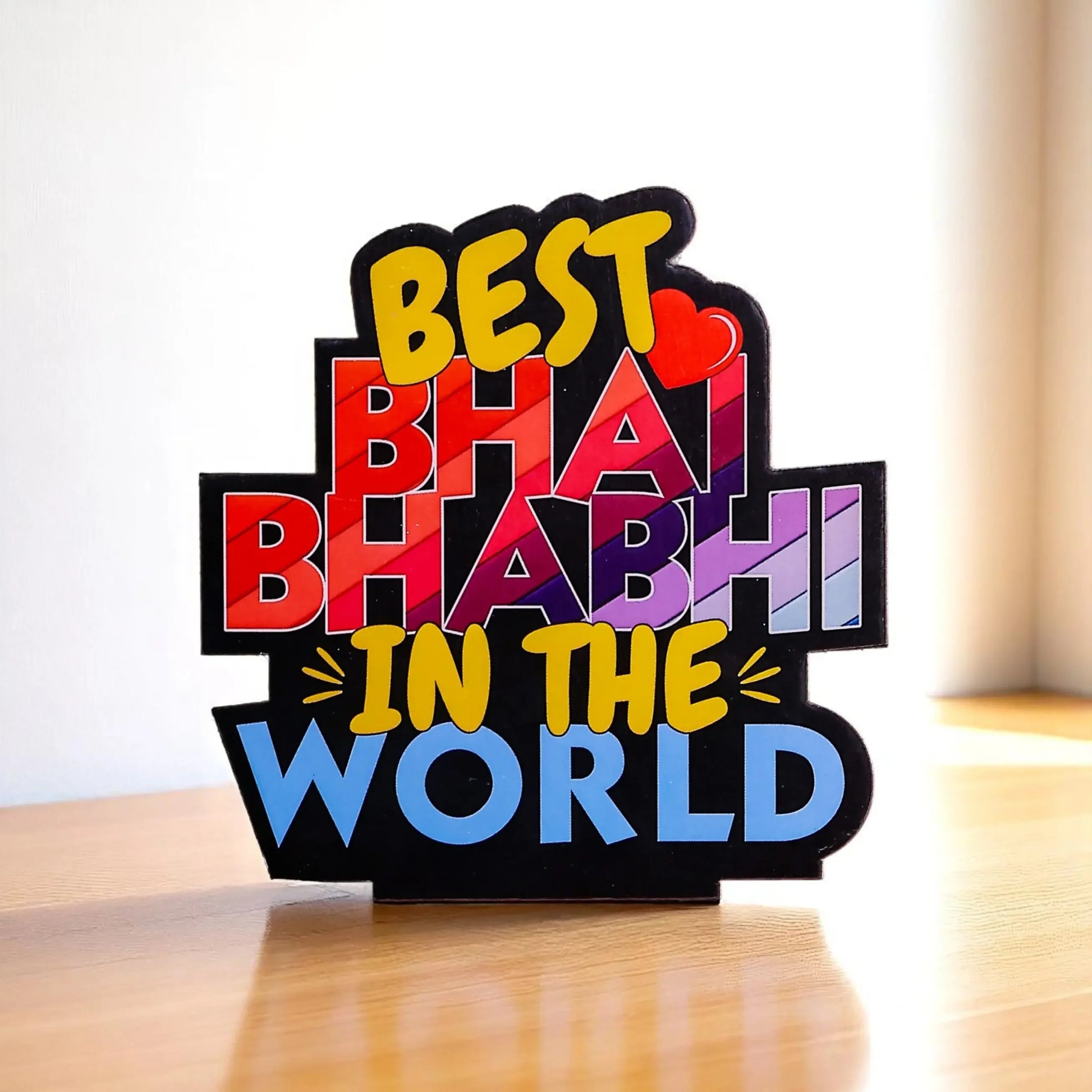 Bhai Bhabhi Rakhi Combo Set with Keychain & Standee - Precious Art Gifts