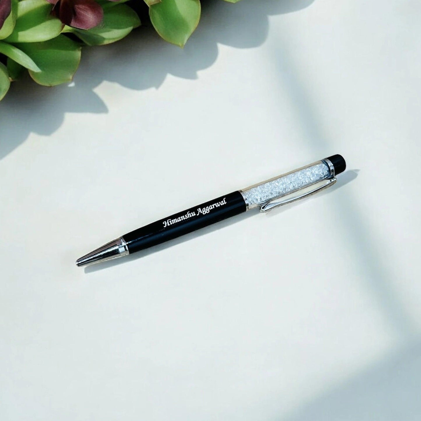 Custom Name Silver Flake Pen - Precious Art Gifts