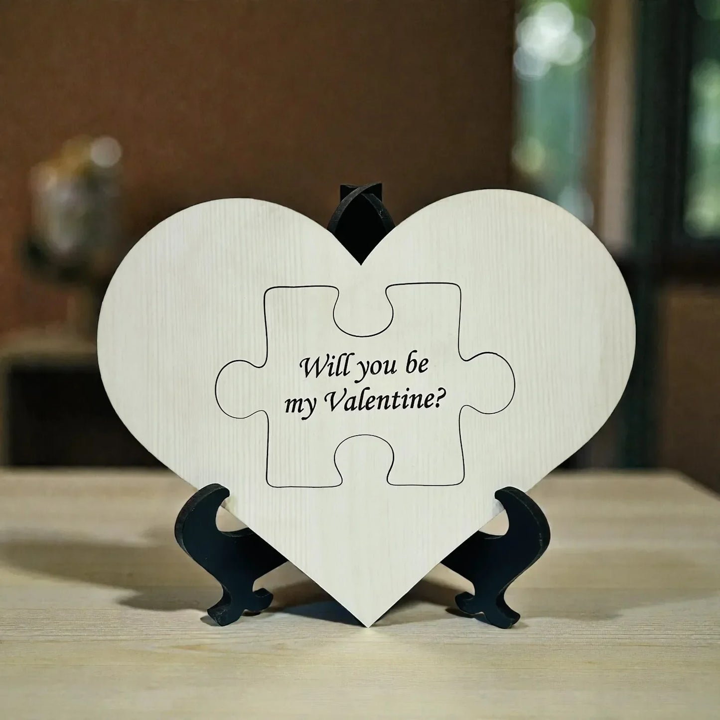 Will You Be My Valentine Wooden Heart Puzzle Frame