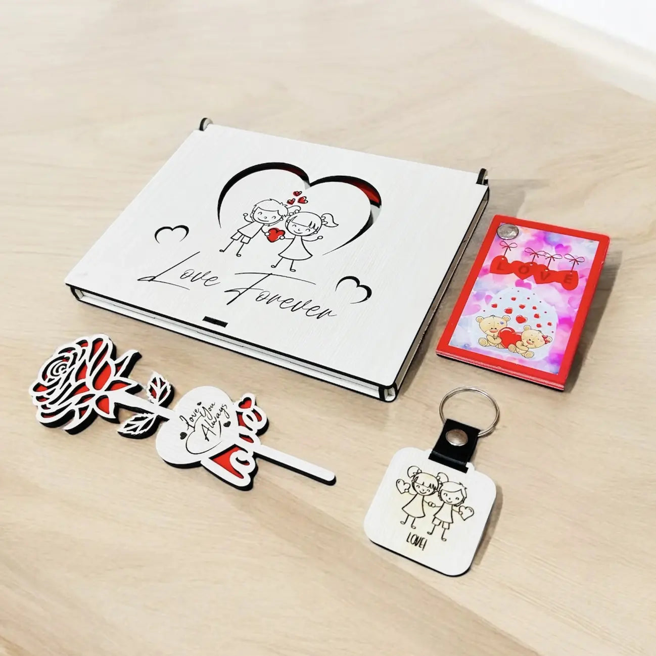 valentine set | keychain | diary | rose